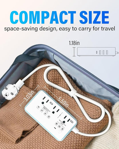 220V to 110V Voltage Converter US to Europe, 2000W Voltage Converter for European Travel with 3 AC 2 USB-C 2 USB-A Ports, and EU/UK/AU/IT European Travel Plug Adapter
