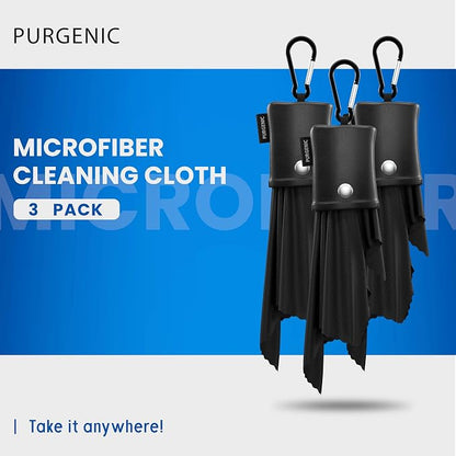 Microfiber Cloth & Glasses Wipes (3 Pack) Lens & Glasses Cleaning Cloth - Eyeglass Cleaner - Camera Lenses & Gadget Delicate Screens - Black