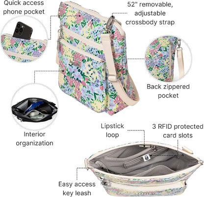 Baggallini Modern Pocket Crossbody Bag for Women, 8.5"x8.5" Handbag Purse with RFID, Lightweight Water-Resistant