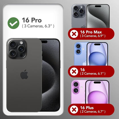 GONEZ Magnetic for iPhone 16 Pro Case, Compatible with MagSafe, [Screen Protector + Camera Lens Protector], Silicone Shockproof Anti-Scratch Protective Phone Case 6.3 inch, Midnight Green