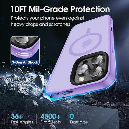 Strong Magnetic for iPhone 16 Pro Max case [10Ft Military-Grade Protection] Compatible with fit MagSafe Shockproof Slim Thin Cover case for iPhone 16 Pro Max 6.9 inch, Light Purple