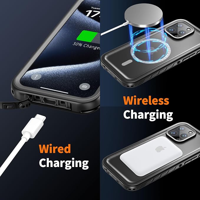 Cozycase for iPhone 14 Pro Waterproof Shockproof Dustproof Case [Compatible with MagSafe] - Heavy Duty/360 Full Body/Military Grade/Rugged Built in Screen/Camera Protector with Lanyard Black
