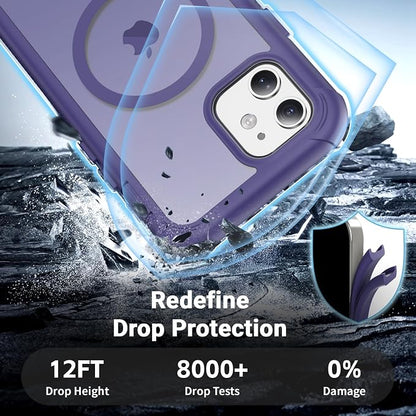 jaroco Magnetic for iPhone 12/12 Pro Case, [Compatible with MagSafe][Military Grade Drop Protection][Heavy Duty Protection][Non-Slip][Shockproof] 2-Layer Durable Bumper Phone Case 6.1''-Dark Purple