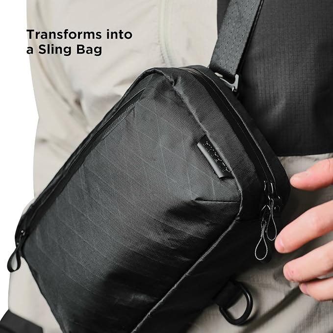 ALPAKA Elements Tech Case Tech Pouch 2.1L Cable Bag Black X-Pac VX21 | Weatherproof Fabric, YKK Aquaguard Zipper, Detachable Shoulder Strap, Ideal for Electronics & Accessories, Daily Work Travel