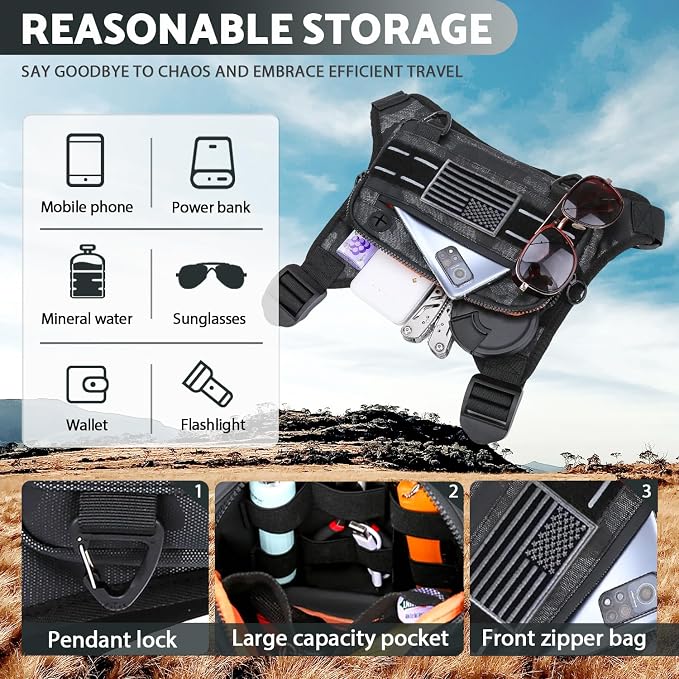 Muserise Sports Chest Bag For Men Women, Water Resistant Lightweight Front Chest Pack, Running Vest Bag With Built-In Phone Holder & Extra Storage For Workouts, Running, Cycling (Camo)