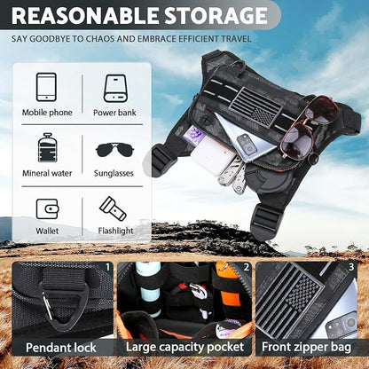 Muserise Sports Chest Bag For Men Women, Water Resistant Lightweight Front Chest Pack, Running Vest Bag With Built-In Phone Holder & Extra Storage For Workouts, Running, Cycling (Camo)