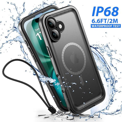 SPORTLINK for iPhone 16 Waterproof Case - Shockproof Dustproof Case with Built-in Clear Screen Protector, Full Body Heavy Duty Sealed Protective Cover for i Phone 16 6.1" Mag/Black