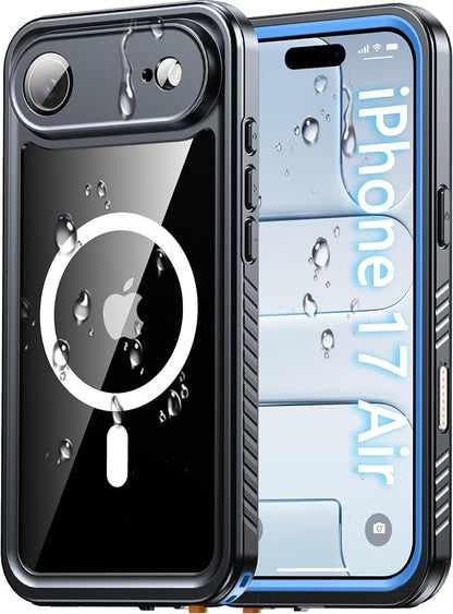 Oterkin Waterproof Case for iPhone Air Case Compatible with MagSafe, Full Body Rugged iPhone 17 Air Phone Case with Built-in HD Screen & Lens Protector [15FT Military] iPhone 17Air Case (Blue)