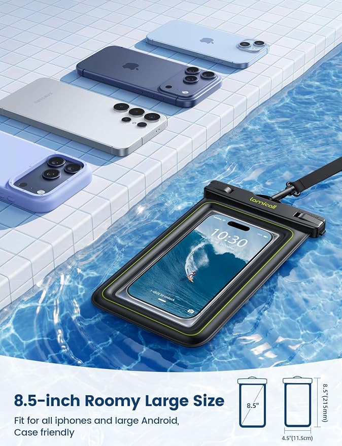 Lamicall IP68 Floating Waterproof Phone Pouch - [2 Pack] Water Proof Phone Case with Lanyard for iPhone 17 16 15 14 13 Pro Max, Galaxy S25 S24 Ultra, Beach Vacation Cruise Essentials Gifts, 4-8.5"