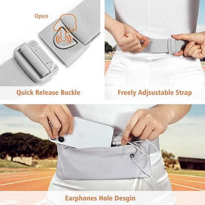 WHIPPY Slim Running Belt Fanny Pack for Women Men Elastic Runners Belt Waist Pouch Chest Bag Phone Holder Waist Pack for Running Hiking