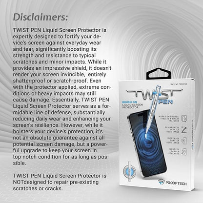 ProofTech TWIST PEN Liquid Glass Screen Protector for up to 10 Devices - Brush On Scratch and Crack Resistant Nano Protection for All Phones Tablets Smart Watches Universal