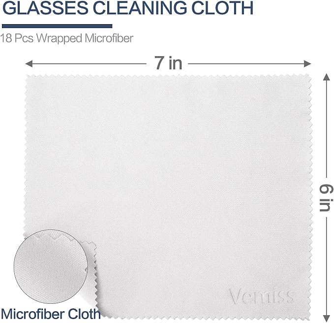 Vemiss 6 Pack Microfiber Glasses Cleaning Cloth, Wipes Lens Eyeglasses & Screens - Reusable, Portable with Keychain & Pouch - Sunglasses, Jewelry, Phone Cleaner Cloth (Color 2)