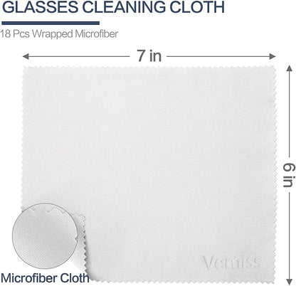 Vemiss 6 Pack Microfiber Glasses Cleaning Cloth, Wipes Lens Eyeglasses & Screens - Reusable, Portable with Keychain & Pouch - Sunglasses, Jewelry, Phone Cleaner Cloth (Color 2)