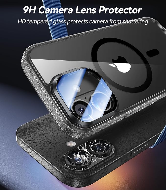 [Upgraded Full Camera Protection] for iPhone 17 Case with Camera Cover Stand [Fit for MagSafe][10FT Mil-Grade Protection] Transparent Magnetic iPhone 17 Phone Case, Clear Black