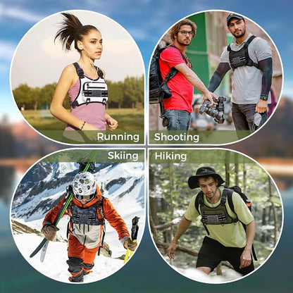 Muserise Sports Chest Bag For Men Women, Water Resistant Lightweight Front Chest Pack, Running Vest Bag With Built-In Phone Holder & Extra Storage For Workouts, Running, Cycling (Olive)