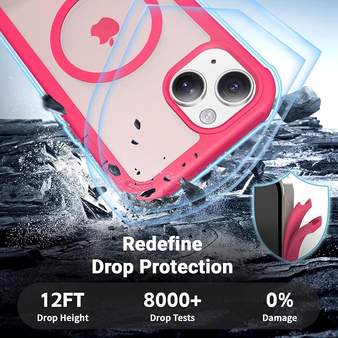jaroco Magnetic for iPhone 13 Case, [Compatible with MagSafe][Military Grade Drop Protection][Heavy Duty Protection][Non-Slip][Shockproof] 2-Layer Durable Bumper Phone Case 6.1''-Rose