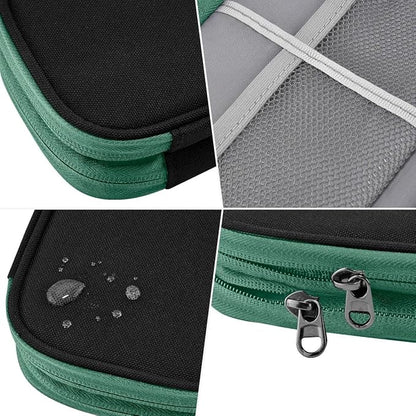 ZINZ Electronic Accessories Organizer, Travel Cable Carry Pouch Storage Bag for Laptop Attachment Cable, Cord, Charger, Earphone etc,Black-Green