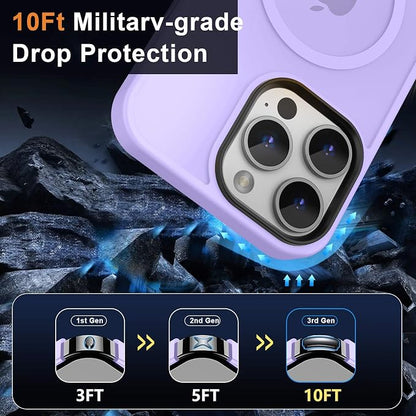 MOCCA Strong Magnetic for iPhone 14 Pro Max Case [Compatible with Magsafe] [10FT Military Grade Protective] Translucent Matte Slim Shockproof Case for iPhone 14 Pro Max 6.7" - Light Purple
