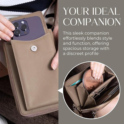 BULL GUARD Crossbody Leather Wallet Phone Purse, Anti Theft and RFID Blocking, Elegant Design for Travel