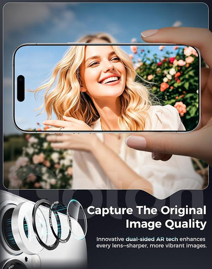 Goton Compatible for iPhone 17 & 16 & 16 Plus Camera Lens Protector, 1-Pack Aluminum Alloy Metal Cover with HD Tempered Glass, Pro Camera Style, Shatter-Resistant, Scratch-Proof, Case Friendly, Black