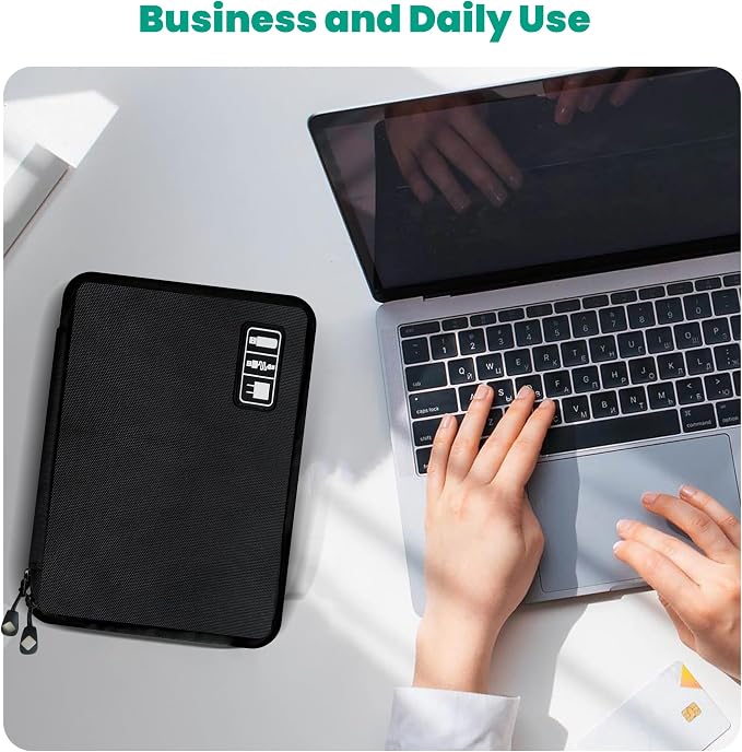 Cord Organizer Travel, Electronics Organizer Tech Pouch - Portable Cable Organizer Bag for Cords, Charger, Phone, SD Card, Power Bank for Travel & Daily Use -Black Green