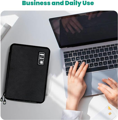 Cord Organizer Travel, Electronics Organizer Tech Pouch - Portable Cable Organizer Bag for Cords, Charger, Phone, SD Card, Power Bank for Travel & Daily Use -Black Green