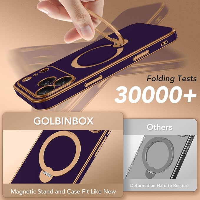 GolbinBox for iPhone 17 Pro Max Case with 360° Spin Magnetic Stand,[Compatible with Magsafe] [Military Protection][Built-in Ring Holder] Camera Control Phone Case for 17 Pro Max,Purple