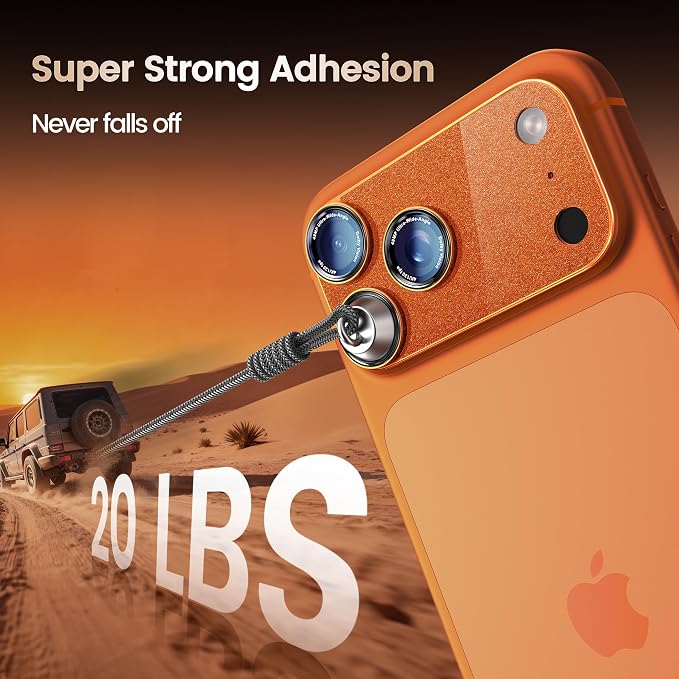Camera Lens Protector Compatible with iPhone 17 Pro Max- Metal Frame Tempered Glass Cover, [Anti-Scratch] [Drop-Proof][Strong-Adhesion] Rear Camera Screen Cover- Orange
