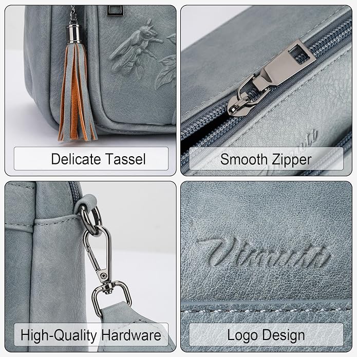 Crossbody Bags for Women Trendy, Vegan Leather Crossbody Purses Travel Shoulder Handbags Embossed Design