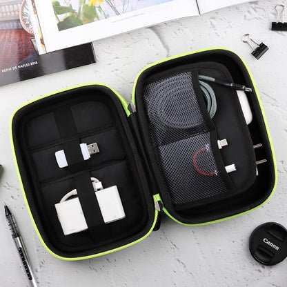 Portable Pouch For Electronic Accessories Usb Cables, Power Bank, Battery, Portable Hard Drive, Sd Memory Card, Earphones, Travel Gadgets Travel Friendly Case(Black&Green)