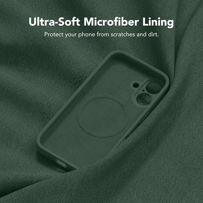 Magnetic for iPhone 16 Plus Case, Compatible with MagSafe, [Full Camera Protection][Screen Protector] Silicone Shockproof Protective Phone Case for iPhone 16 Plus 6.7", Alpine Green