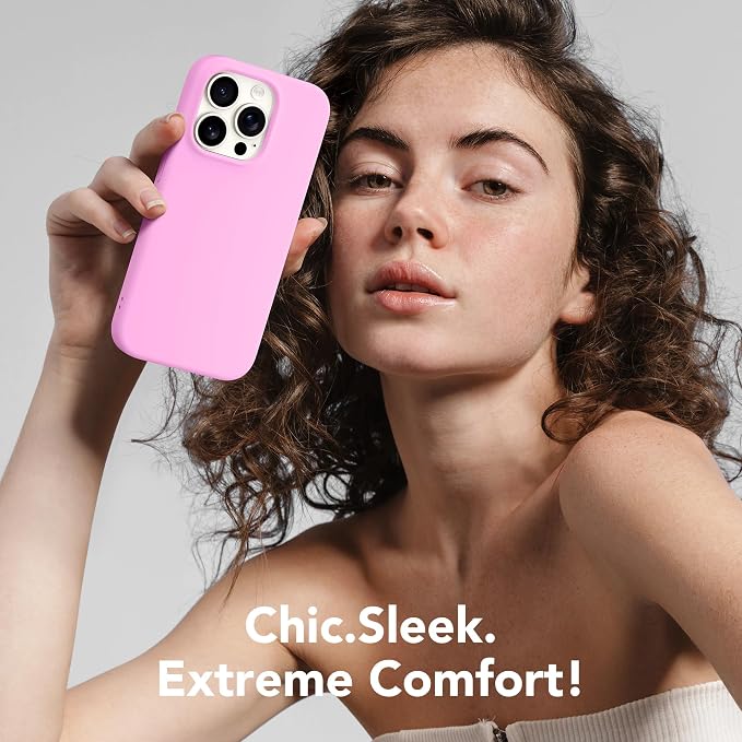 GONEZ for iPhone 15 Pro Max Case Silicone, Compatible with Magsafe, Camera Protector + Screen Protector, Soft Anti-Scratch Microfiber Lining, Liquid Silicone Shockproof Phone Cover, Cherry Blossom