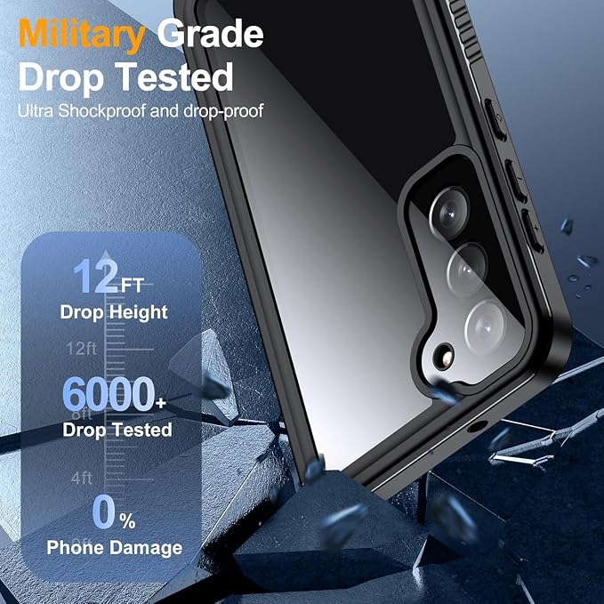 SPIDERCASE Designed for Samsung Galaxy S23 Case Waterproof,Built-in Screen & Camera Lens Protector[IP68 Underwater][Military Grade Shockproof] Full Body Protection Phone Case,Purple/Clear