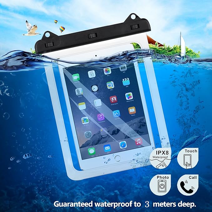 AICase Universal iPad Waterproof, Dry Bag Pouch for iPad Pro 10.5, New iPad 9.7 2017/2018, iPad Pro 9.7, iPad Air/Air 2, Tablets up to 11.5 Inch (Black)