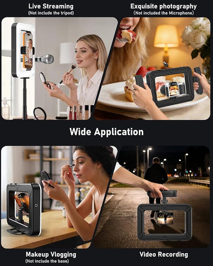 Smartphone Video Rig with LED Light, Ring Light for Phone, Video Recording with Remote, Adjustable 2900K-7000K&CRI 95+, Handheld Makeup Light for YouTube TikTok Live Streaming Makeup Vlogging
