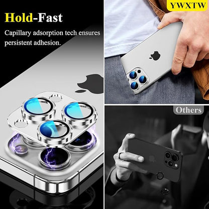 YWXTW for iPhone 16 Pro/iPhone 16 Pro Max Camera Lens Protector, [1:1 Perfect Fit] Matte Metal Anti Scratch Tempered Glass Camera Screen Protector Accessories, Case Friendly (White Titanium)