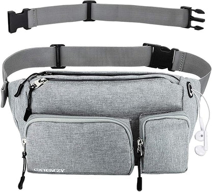 CXWMZY Fanny Packs For Women & Men, Waist Bag Hip Bum Bag Strap Extension Large Capacity Easy Carry Any Phone Passport Wallet for Outdoors Workout Traveling Casual Running Hiking Cycling Dog Walking