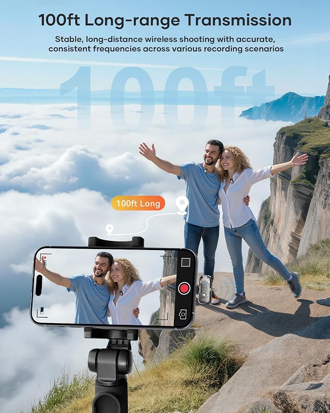 Mini 2 Wireless Lavalier Microphones for iPhone 15/16/17 & Android, 3-Level Noise Reduction, Plug & Play, 36H Battery with Charging Case, Wireless Lapel Mic for Video Recording, Vlogging