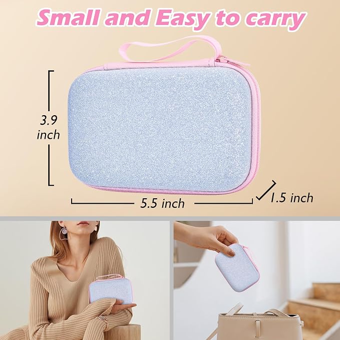 Glitter Phone Case Set, Bling Organizer with Cable Protector for iPhone, Soft Cable Organizer, Charger Case (Silver)