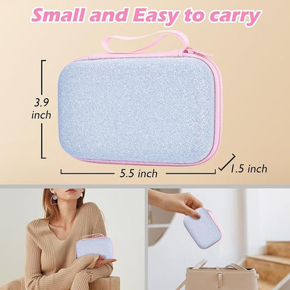 Glitter Phone Case Set, Bling Organizer with Cable Protector for iPhone, Soft Cable Organizer, Charger Case (Silver)