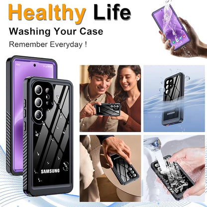 for Samsung Galaxy S25 Ultra Case, IP68 Waterproof with Built-in Screen&Lens Protector [14FT Military Shockproof] Full Body Heavy Duty Protective Phone Case for S25 Ultra 5G, Purple