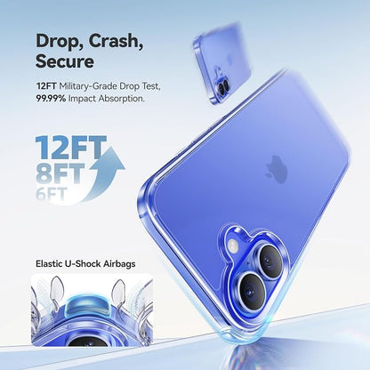 CASEKOO for iPhone 16 Plus Case Crystal Clear, [12FT Military-Grade Protection][Never Yellow Technology] Transparent Slim Cover Women Men for iPhone 16 Plus Phone Case 6.7 inch, Clear