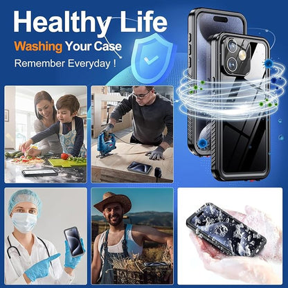 Hualele for iPhone 12 Mini Case Waterproof, Built in Lens & Screen Protector Rugged Full Body Protective Military Grade Drop Protection IP68 Underwater Cover Case for iPhone 12 Mini 5.4inch Black