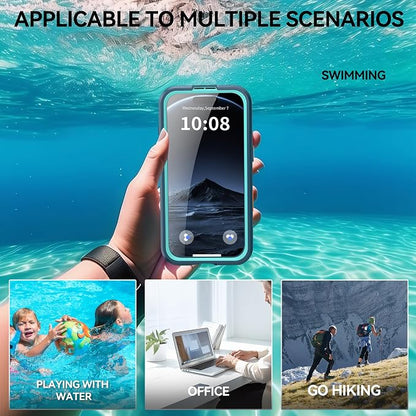 Omio for iPhone Air Waterproof Case Compatible with MagSafe, Magnetic Waterproof Full Body IP68 Underwater Case Built-in Screen Protector Military Grade Shockproof Cover for Men Women Teal