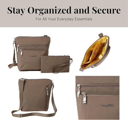 Baggallini Pocket Crossbody Bags for Women 8x8 Small Lightweight Durable Water-resistant Travel Purse W/Rfid