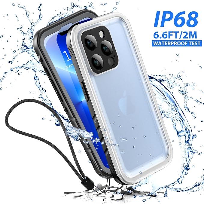SPORTLINK for iPhone 13 Pro Waterproof Case - Full Body Shockproof Dustproof Phone Screen Protector Rugged Waterproof Case for iPhone 13 Pro 6.1 Inches Black/Frosted Clear