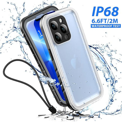 SPORTLINK for iPhone 13 Pro Waterproof Case - Full Body Shockproof Dustproof Phone Screen Protector Rugged Waterproof Case for iPhone 13 Pro 6.1 Inches Black/Frosted Clear