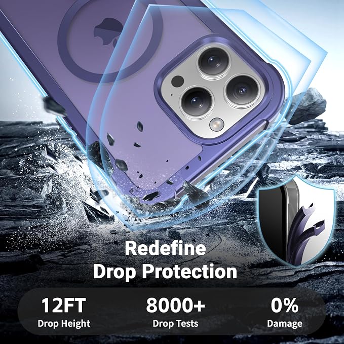 jaroco Magnetic for iPhone 15 Pro Case, [Compatible with MagSafe][Military Grade Drop Protection][Heavy Duty Protection][Non-Slip][Shockproof] 2-Layer Durable Bumper Phone Case 6.1''-Dark Purple