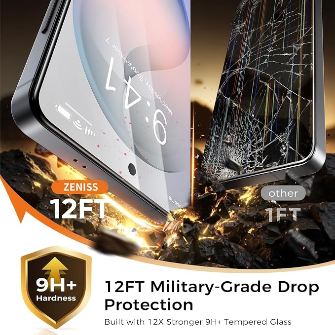 NeverBreak 9H+ Hardness for Samsung Galaxy S26 Screen Protector 12FT Military Grade Protection (Scratch, Shatter, Drop Resistance) Tempered Glass Full Edge Coverage Case Friendly 2 Pack
