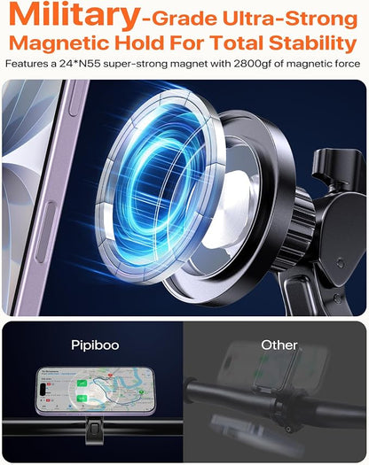 Magnetic Phone Holder Clamp Mount:[24*N55 Magnet & Fit for PopSocket]Rotatable Handlebar Accessories for MagSafe for Stroller,Peloton,Steering Wheel,Push Cart,Treadmill,Fit for iPhone 12-17 Series